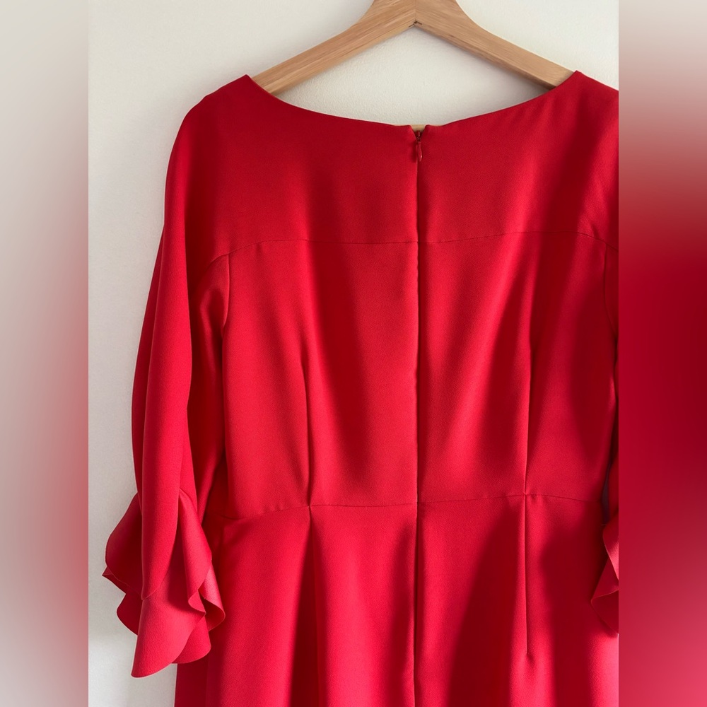Banana Republic Coral Red Sheath Dress with 3/4 Flutter Sleeves - Picture 5 of 10